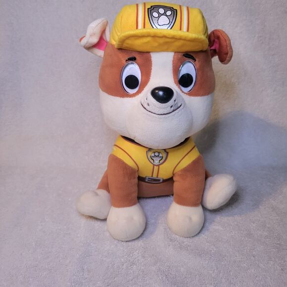 Paw Patrol Rubble Dog Plush Stuffed Animal Toy 6” Sitting Yellow Spin Master - Picture 10 of 10